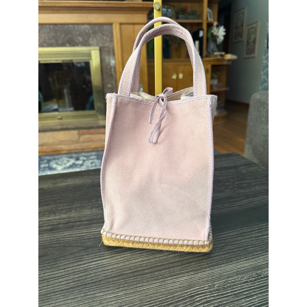 Pare Gabria Suede Espadrille Lavender Top Handle Bag with Tie